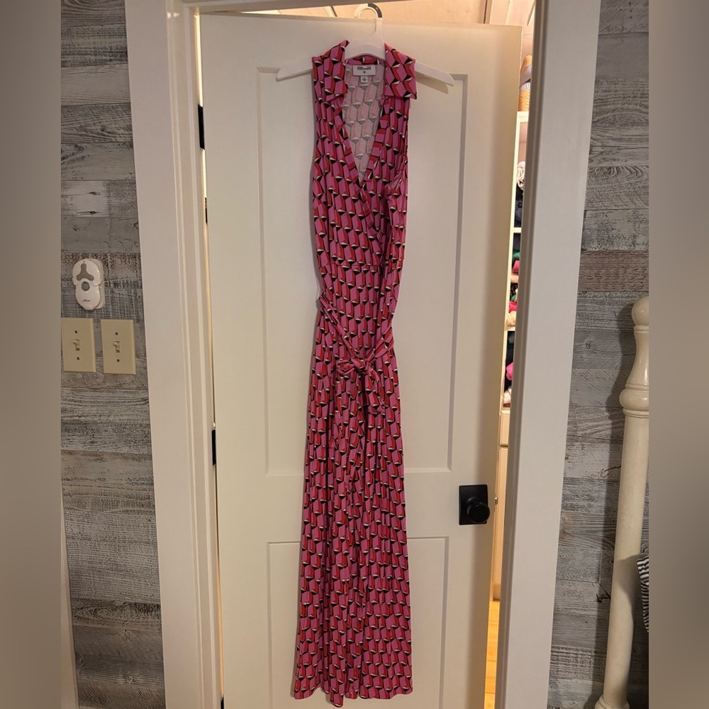 Diane Von Furstenberg Pink Geometric Backless Dress